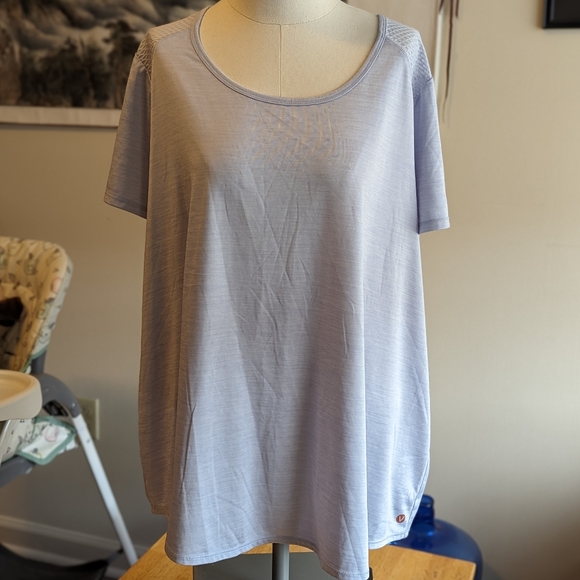 Livi Active Tops - Livi purple active shirt with sheer hexagons